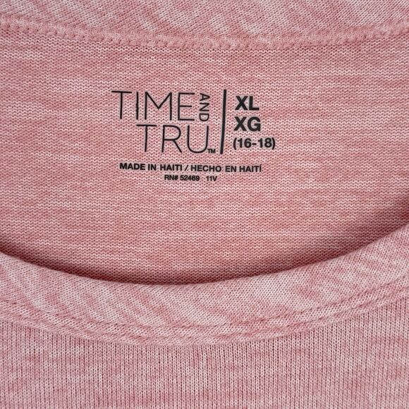 Time & Tru Top Womens Size XL Pink Knit Round Neck Round Hem Long Sleeve - Picture 7 of 16